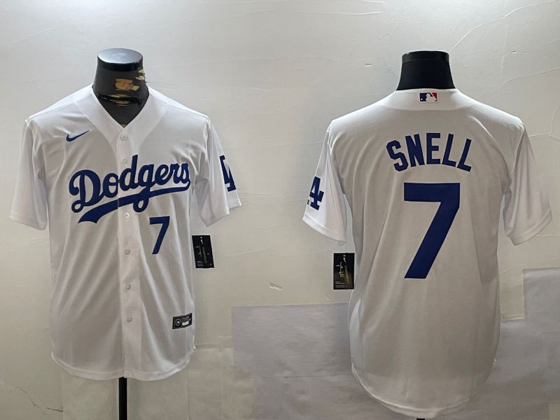 Men Los Angeles Dodgers #7 Snell White Game 2024 Nike MLB Jersey style 2->los angeles dodgers->MLB Jersey